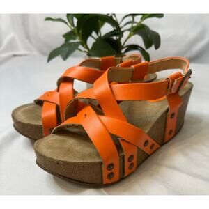 Diba True Comfort Wedges Orange Strappy Sandals